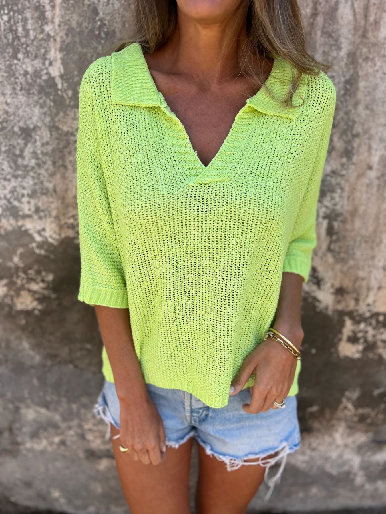 Chemise Pull en Maille à Col à Revers