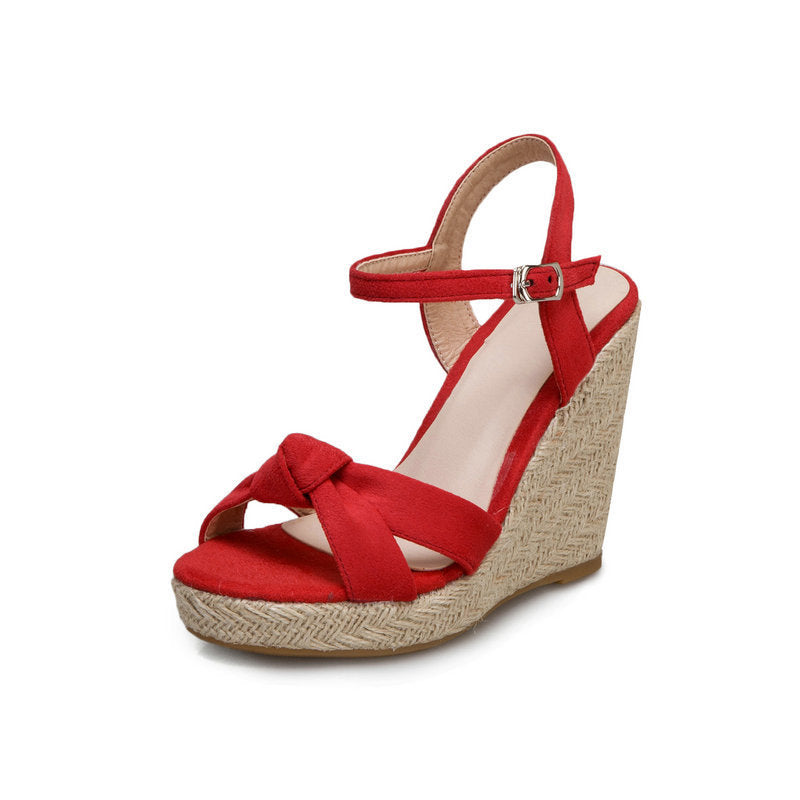 Wedge Heel Super High Heels Platform Platform Platform Platform Platform Sandals With Toe Roman Sandals High Heel Straw Woven Women's Shoes