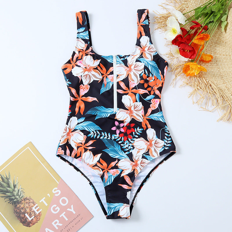 Maillot Une Pièce Zippé Imprimé