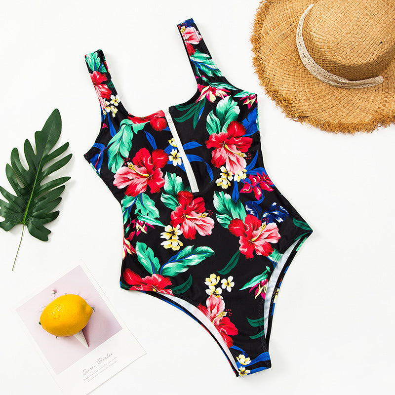 Maillot Une Pièce Zippé Imprimé