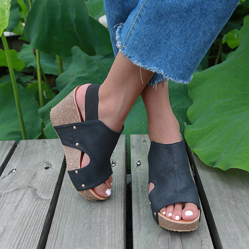 High Heel Fish Mouth Handmade Shoes Retro Sandals
