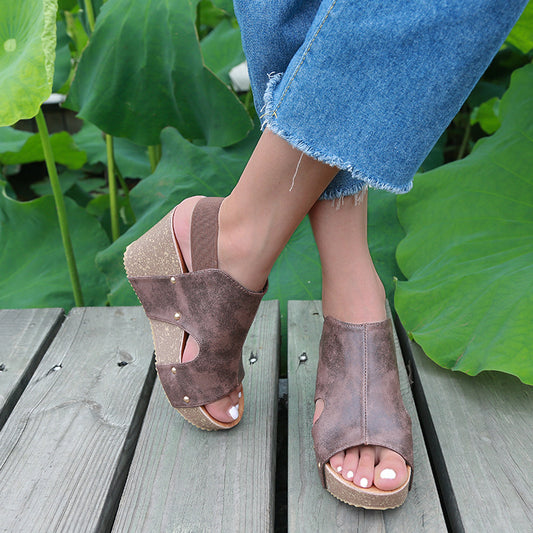 High Heel Fish Mouth Handmade Shoes Retro Sandals