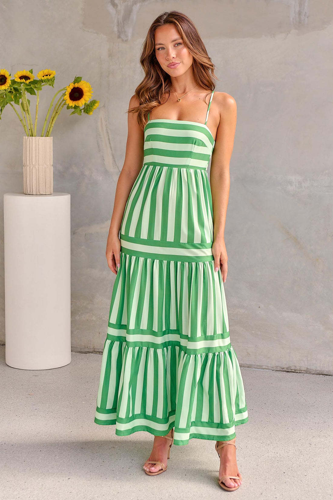 Robe Longue Dos Nu Rayée Chic