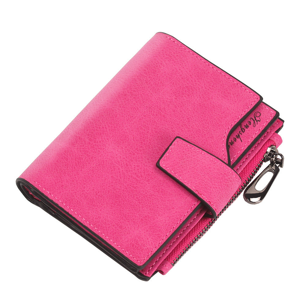 Portefeuille court pour femme, couleur bonbon, avec boutons