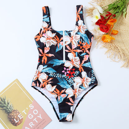 Maillot Une Pièce Zippé Imprimé