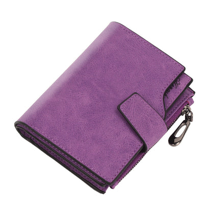 Portefeuille court pour femme, couleur bonbon, avec boutons