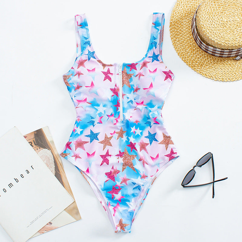 Maillot Une Pièce Zippé Imprimé