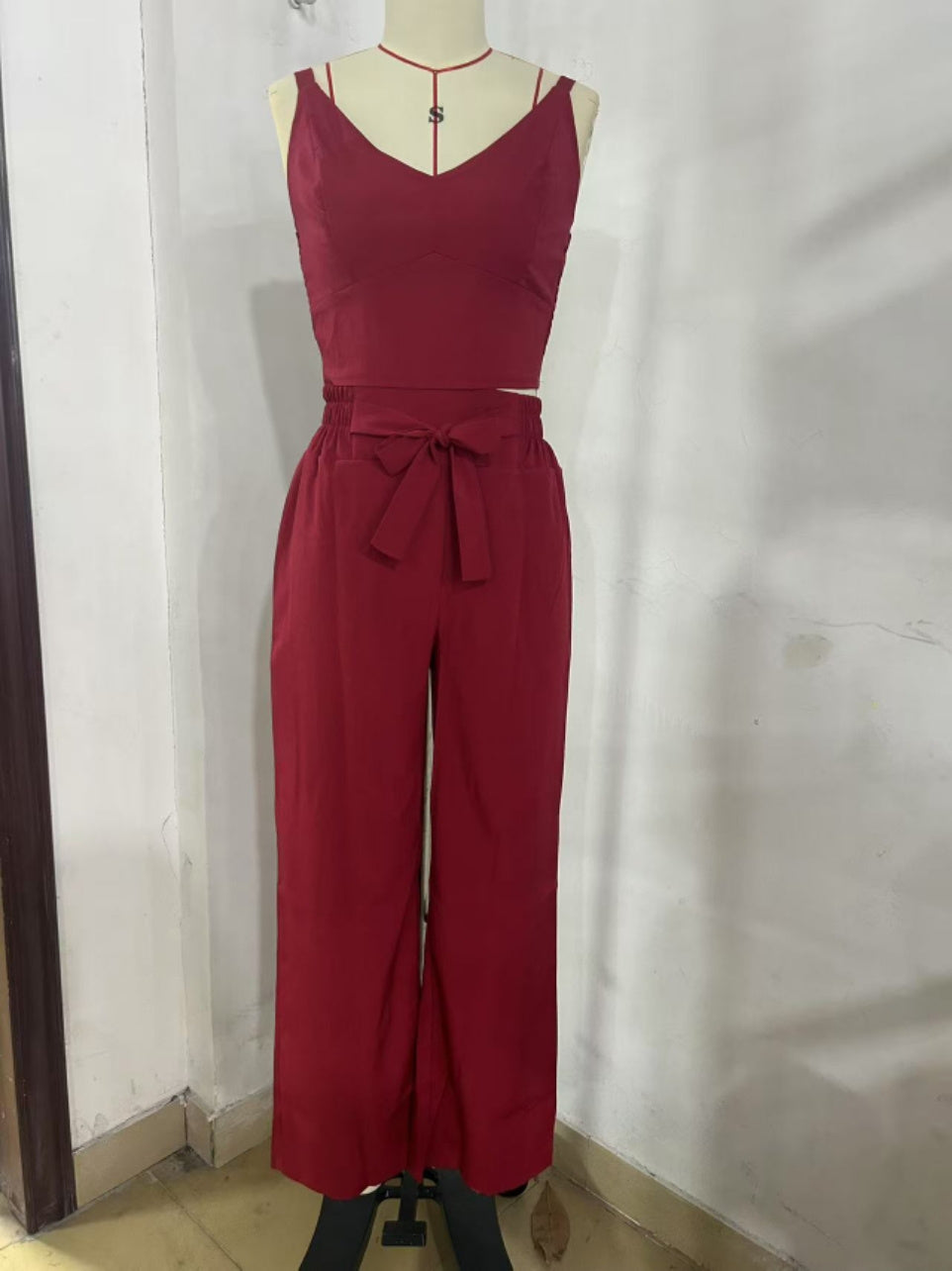 Ensemble Femme Chic 2 Pièces – Top Dos Nu & Pantalon Taille Haute
