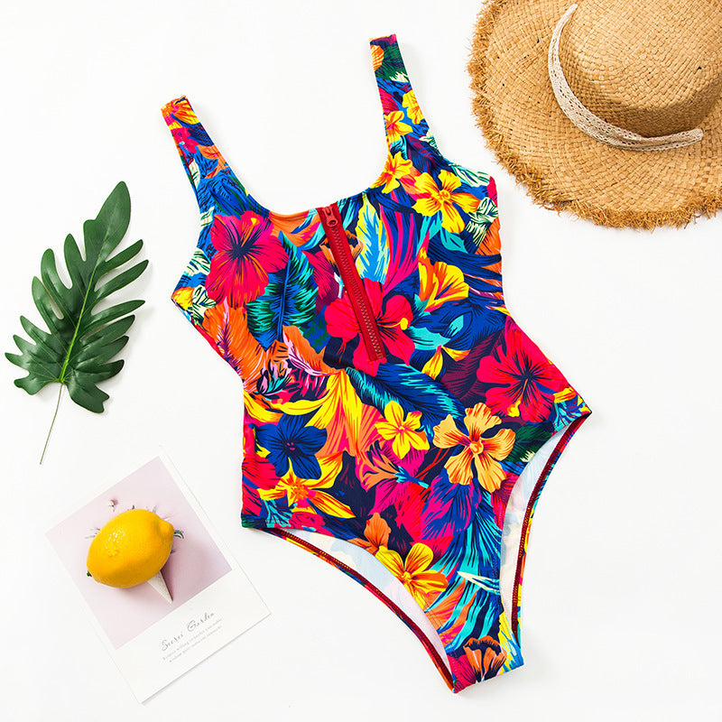 Maillot Une Pièce Zippé Imprimé
