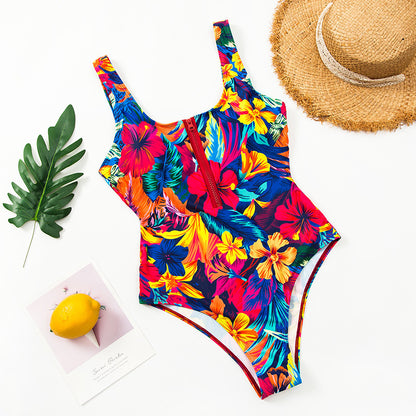 Maillot Une Pièce Zippé Imprimé