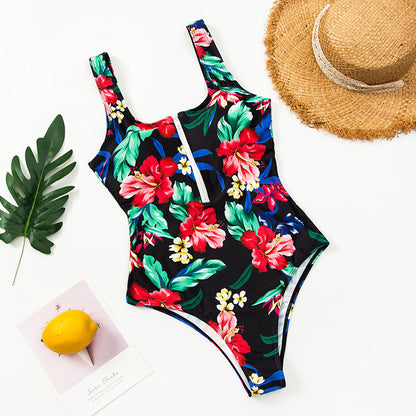 Maillot Une Pièce Zippé Imprimé